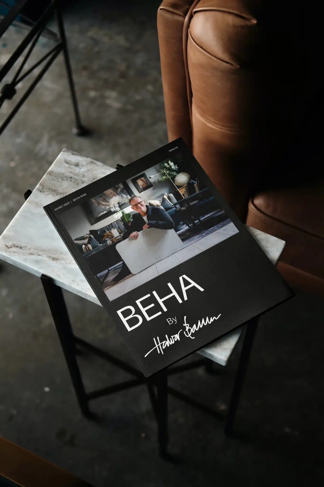 Free Magazine on Marble Table Mockup